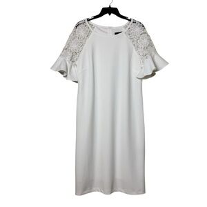 Ronni Nicole Elegant White Lace Sleeve Dress Size 12